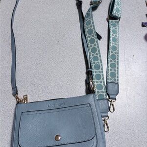 Light Blue Crossbody Bag with Decorative Strap